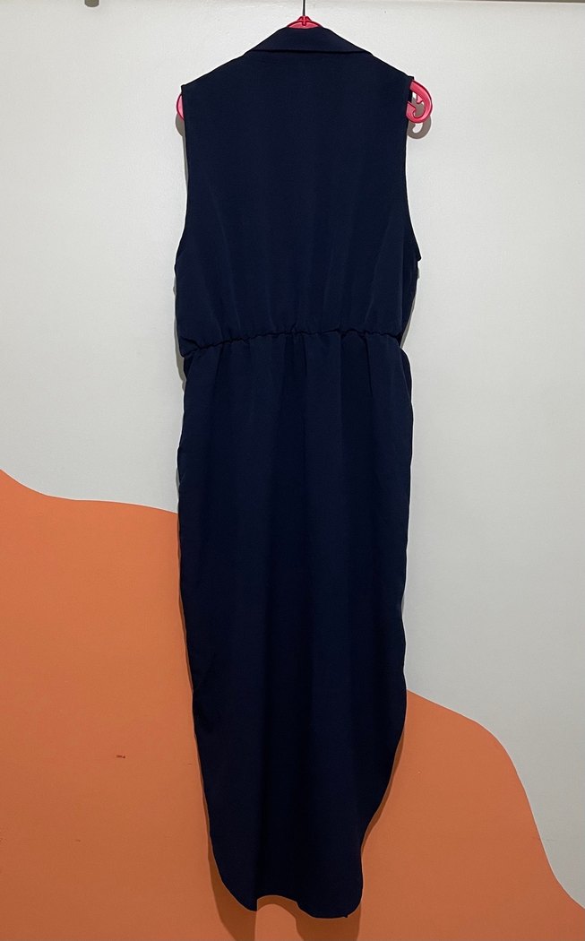 Kadın Lacivert Yırtmaçlı Uzun Günlük Elbise - Görsel 3