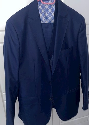 Erkek Lacivert Düğmeli Modern Klasik Takım Elbise - Görsel 3