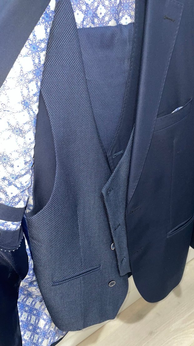 Erkek Lacivert Düğmeli Modern Klasik Takım Elbise - Görsel 2