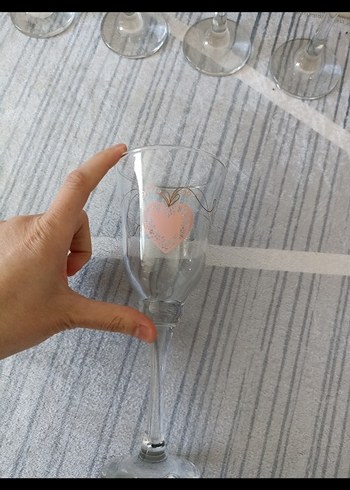 Beden beyaz Renk Kalp Desenli 5'li Kadeh Seti