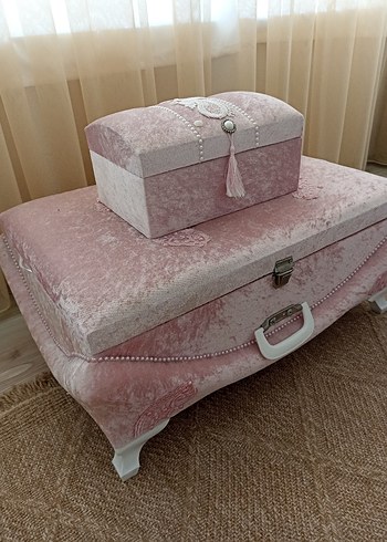 Pastel Pembe ikili çeyiz sandığı