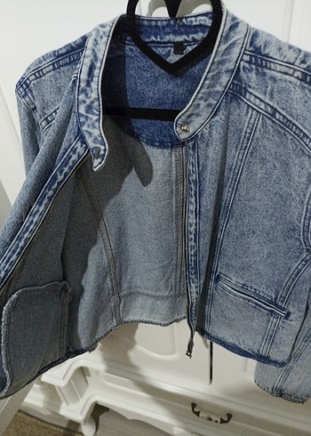 Fermuarlı Mavi Denim Kadın Ceket - Görsel 4