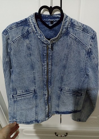 Fermuarlı Mavi Denim Kadın Ceket - Görsel 3