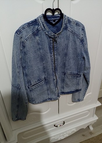 Fermuarlı Mavi Denim Kadın Ceket - Görsel 2