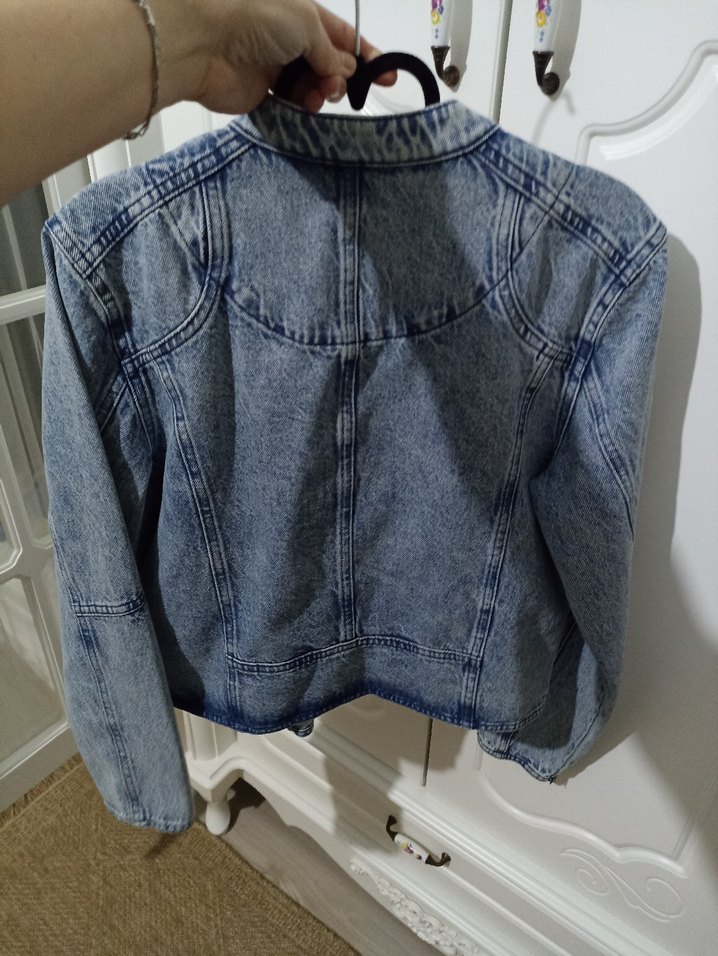 Fermuarlı Mavi Denim Kadın Ceket - Görsel 5