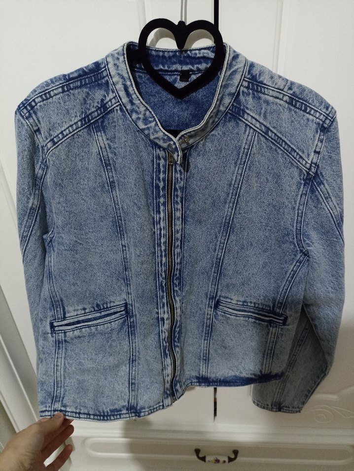 Fermuarlı Mavi Denim Kadın Ceket - Görsel 3