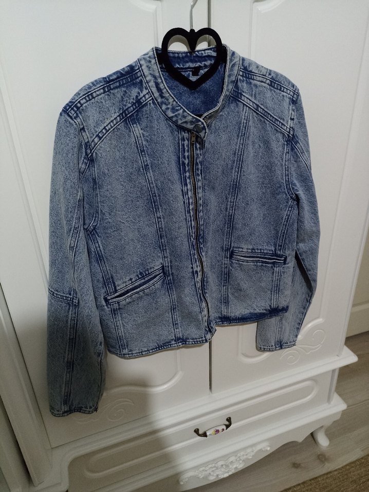 Fermuarlı Mavi Denim Kadın Ceket - Görsel 2