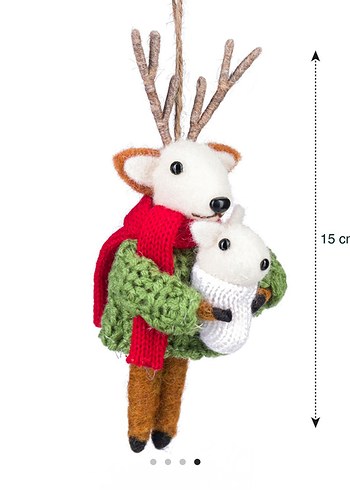 Renkli Yılbaşı Geyik Peluş ağaç süsü - Görsel 2