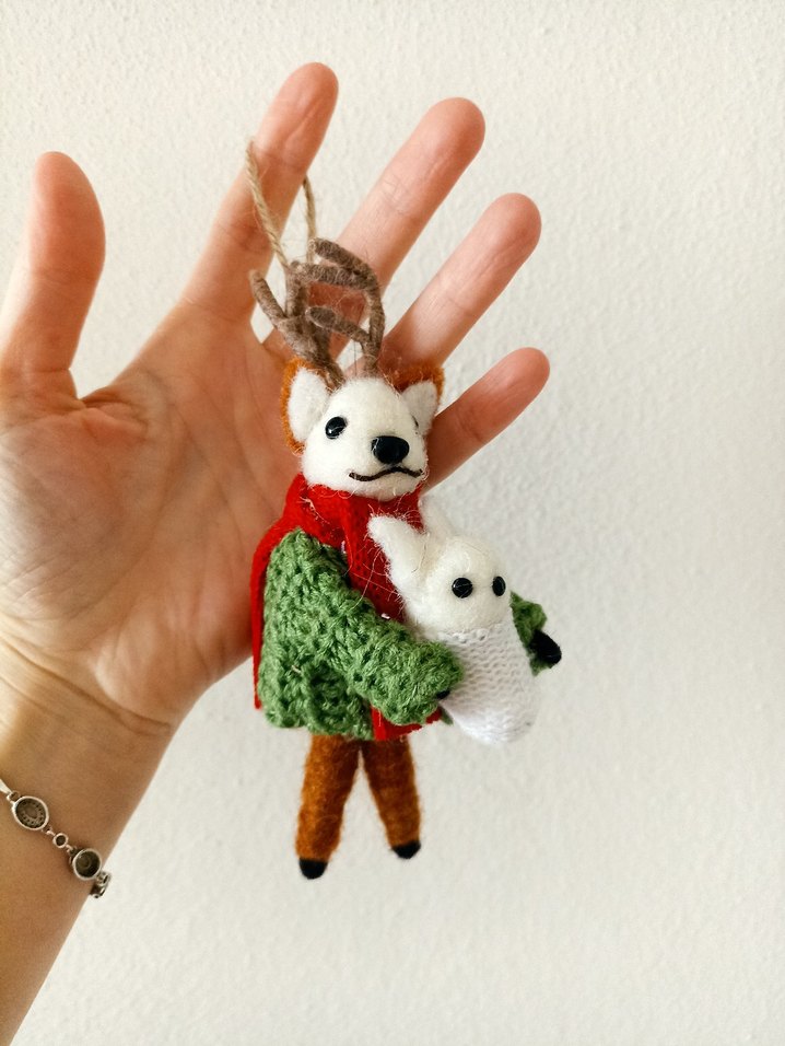 Renkli Yılbaşı Geyik Peluş ağaç süsü - Görsel 5