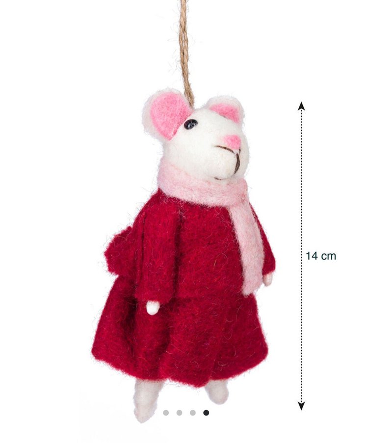 Kırmızı Elbise Giyen Peluş Fare Süs - Görsel 2