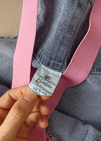 Kızlar için pembe bağcıklı kot tulum - Görsel 5