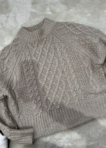 Krem İşlemeli Bohem Kadın Kazak - Görsel 2