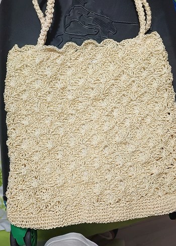 Dantel Detaylı Bej Örgü Kadın Çanta - Görsel 2