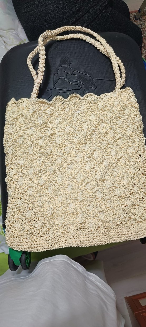 Dantel Detaylı Bej Örgü Kadın Çanta - Görsel 2