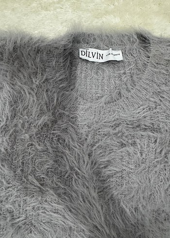 Gri Kısa Kollu Kürklü Kadın Kazak - Görsel 2