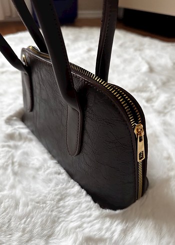 Kahverengi Deri Tokalı Kadın Çanta - Görsel 4