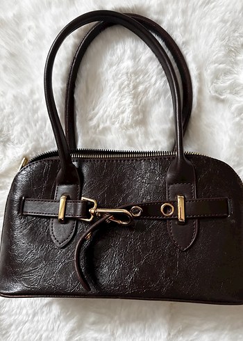 Kahverengi Deri Tokalı Kadın Çanta - Görsel 2