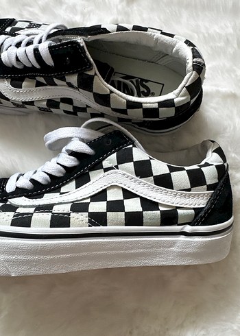 Siyah Beyaz Kareli Blok vansKadın Spor Ayakkabı - Görsel 4