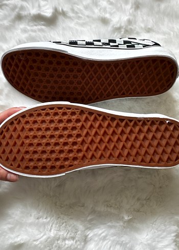 Siyah Beyaz Kareli Blok vansKadın Spor Ayakkabı - Görsel 5