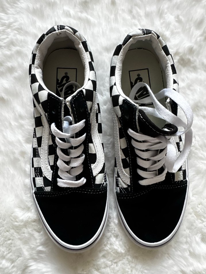 Siyah Beyaz Kareli Blok vansKadın Spor Ayakkabı - Görsel 2