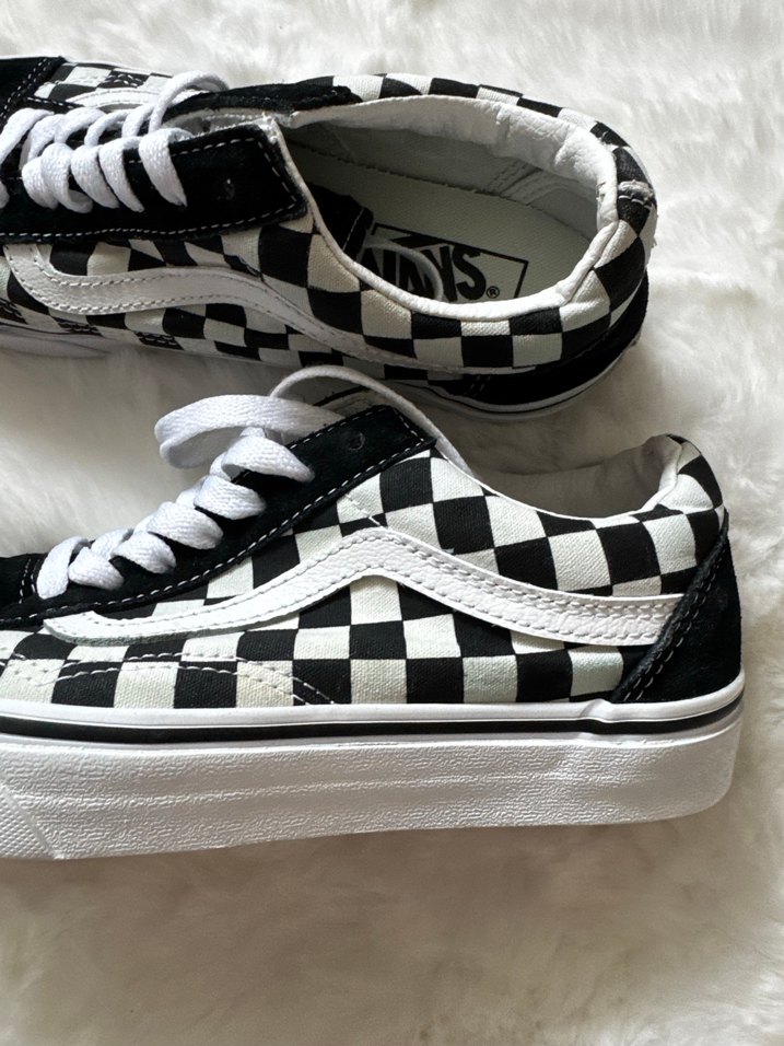 Siyah Beyaz Kareli Blok vansKadın Spor Ayakkabı - Görsel 4