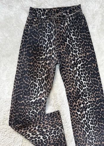 Kahverengi Leopar Desenli Kadın Kumaş Pantolon - Görsel 4