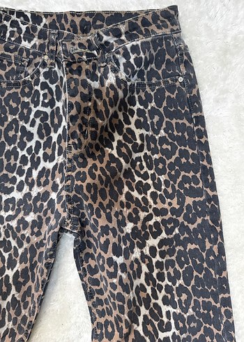 Kahverengi Leopar Desenli Kadın Kumaş Pantolon - Görsel 2