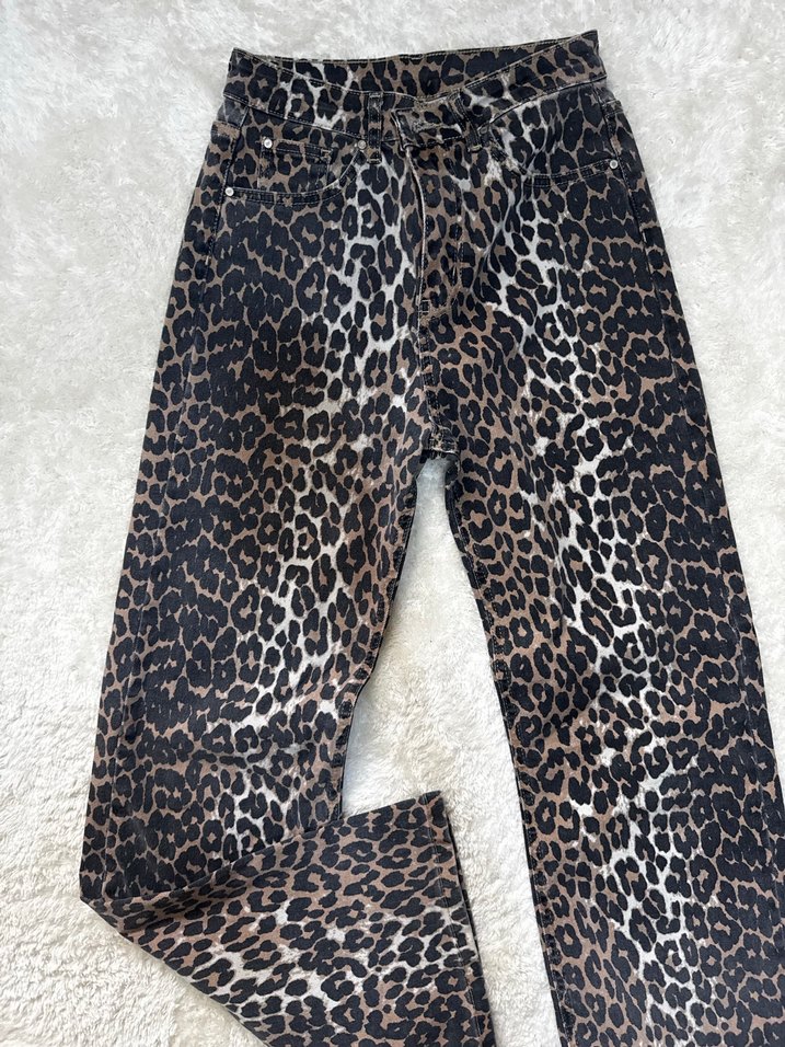 Kahverengi Leopar Desenli Kadın Kumaş Pantolon - Görsel 4