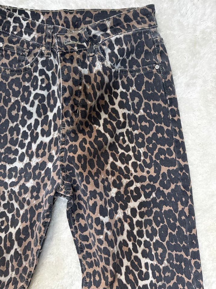 Kahverengi Leopar Desenli Kadın Kumaş Pantolon - Görsel 2