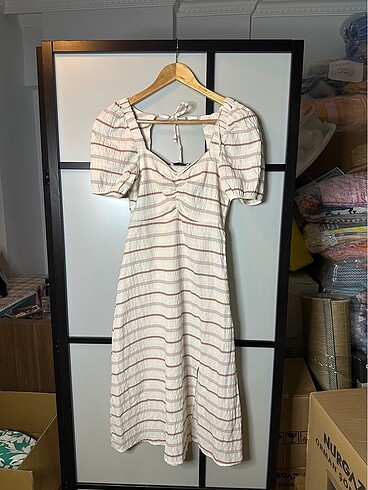 Keten  Karışımlı Elbise - Görsel 5