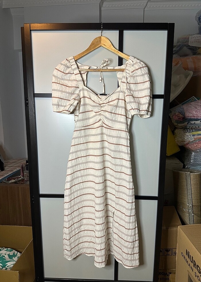 Keten  Karışımlı Elbise - Görsel 5