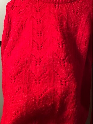 Kırmızı yün kazak - Görsel 5