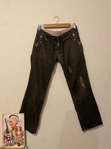 Vintage Kadın Düşük Bel Füme Pantolon