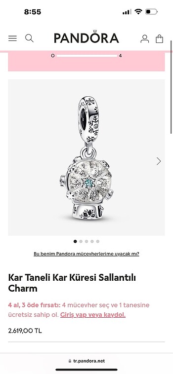 Pandora orijinal pandora kar küresi charm