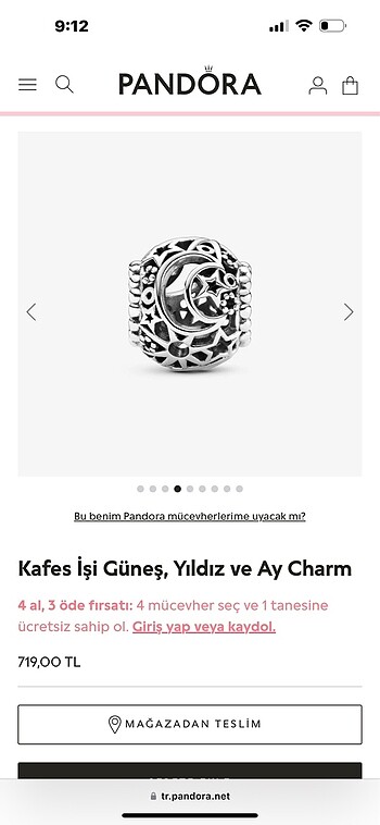 Beden orijinal pandora güneş yıldız ve ay charm