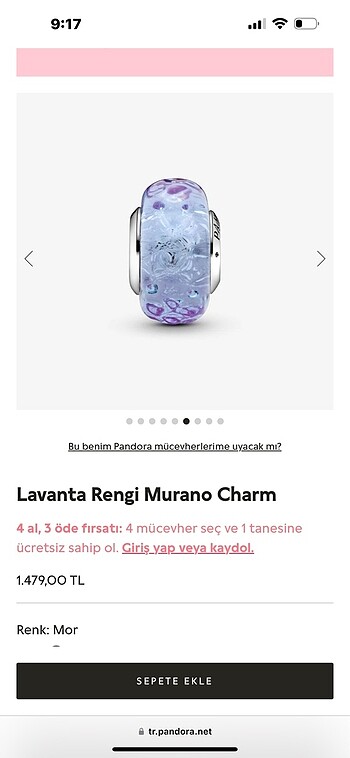Beden orijinal pandora charm