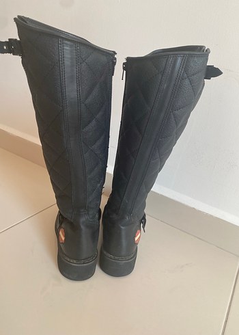 38 Beden HARLEY DAVİDSON Kadın Siyah Biker Dizüstü Botlar Yüksek