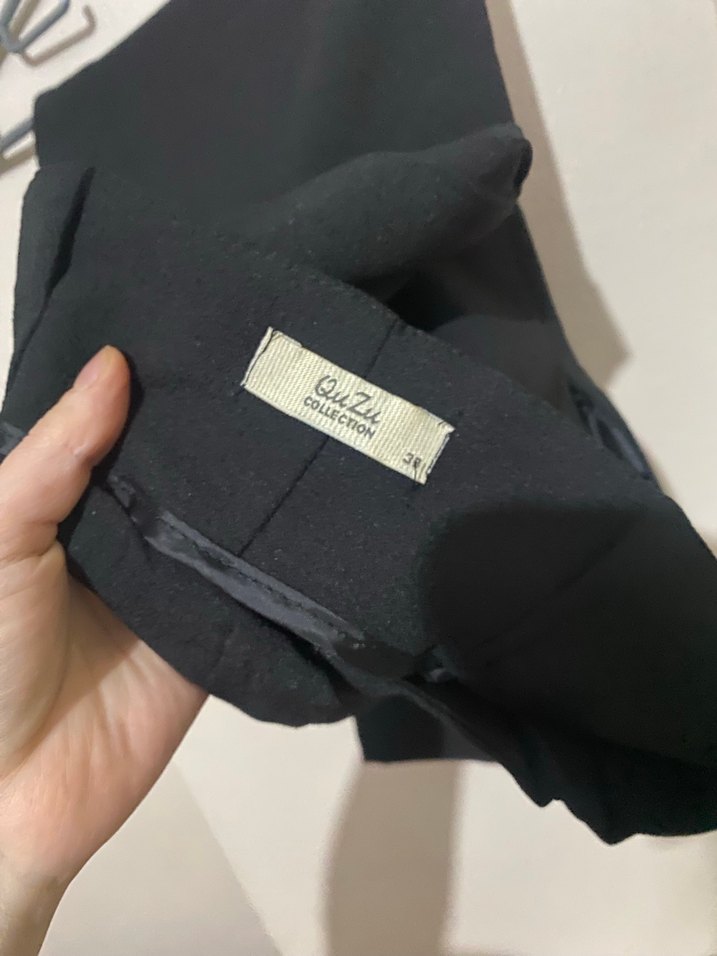 Siyah Piliseli Kadın Kumaş Pantolon - Görsel 4