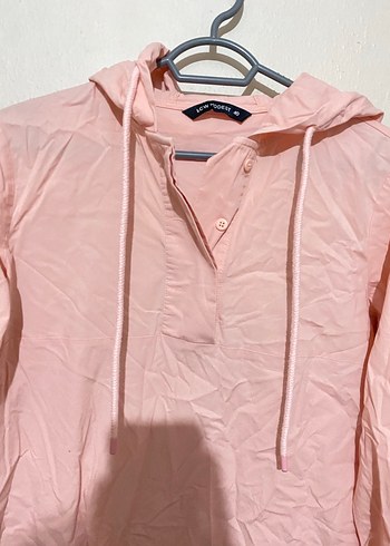 Pembe Kapüşonlu Kadın Midi Ceket - Görsel 3