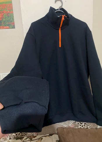 Erkek Lacivert Yarım Fermuarlı Yüksek Yaka Polar - Görsel 2