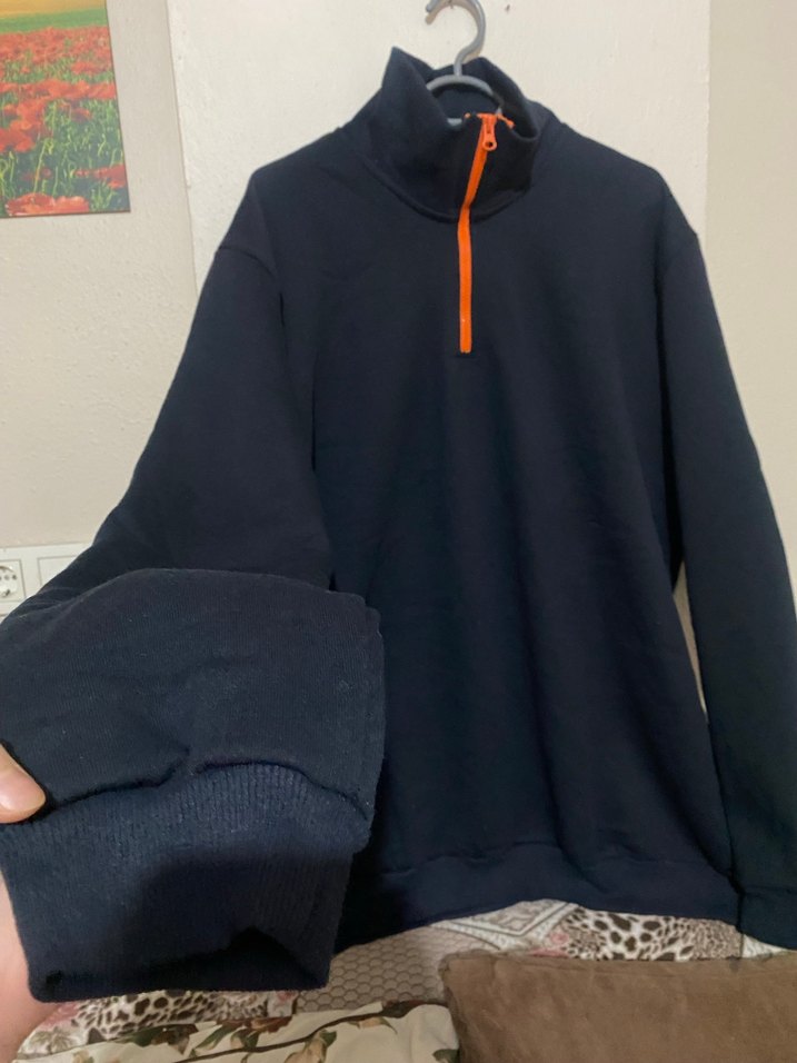 Erkek Lacivert Yarım Fermuarlı Yüksek Yaka Polar - Görsel 2