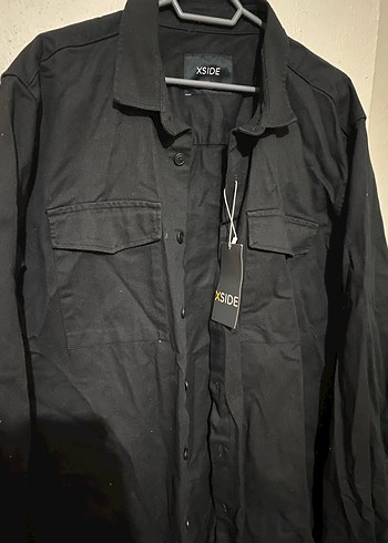 Siyah Keten Erkek Gömlek, Bol Kesim, Uzun Kol - Görsel 2