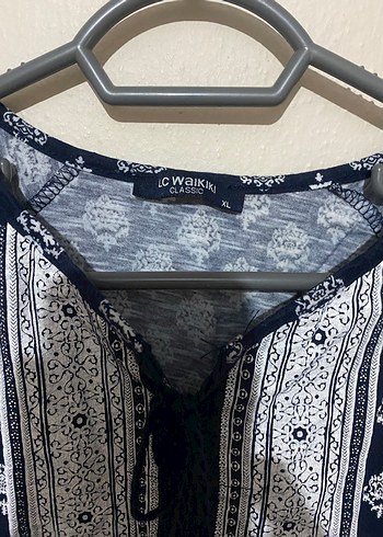 Kadın Mavi Bohem Uzun Kollu Pamuk Bluz - Görsel 2