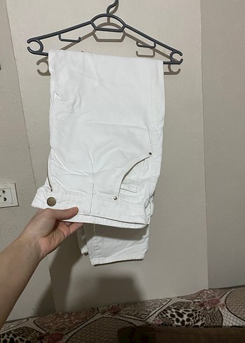 Beyaz Keten Regular Fit Erkek Pantolon - Görsel 2