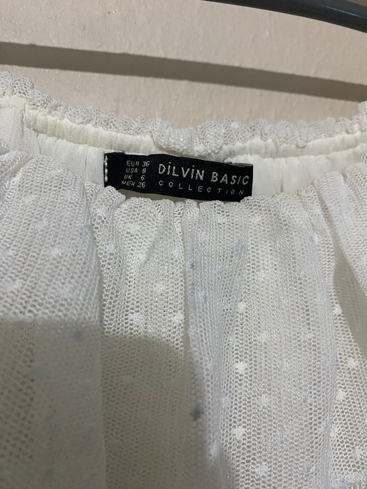 Piliseli Uzun Kollu Beyaz Bluz - Görsel 3