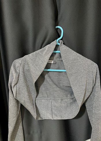 Gri Uzun Kollu Simli Bolero