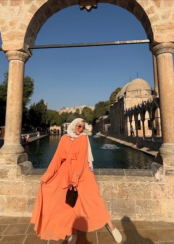 40 Beden Camel Renkli Salaş Uzun Elbise