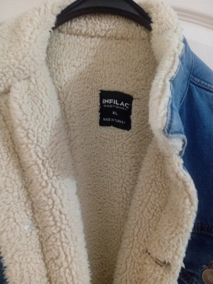 erkek  Mavi Kürklü Denim Ceket - Görsel 3