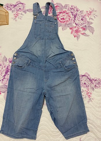 Hamile Mavi Denim Askılı Tulum - Görsel 2