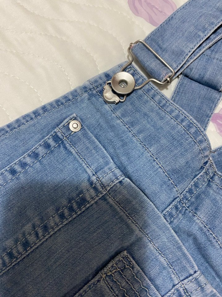 Hamile Mavi Denim Askılı Tulum - Görsel 3